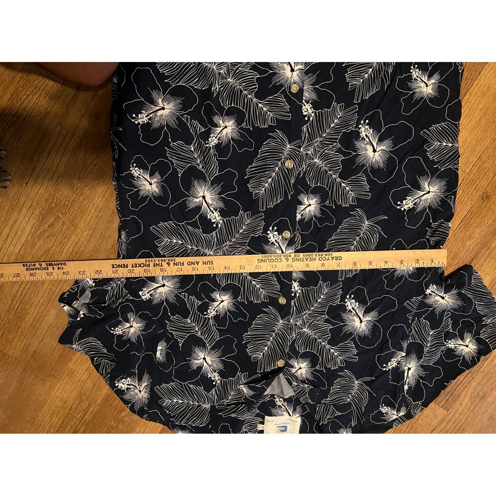 Laguna Hawaiian Shirt Mens XL Blue White Floral Hibiscus Aloha Camp Button Front - Picture 6 of 9